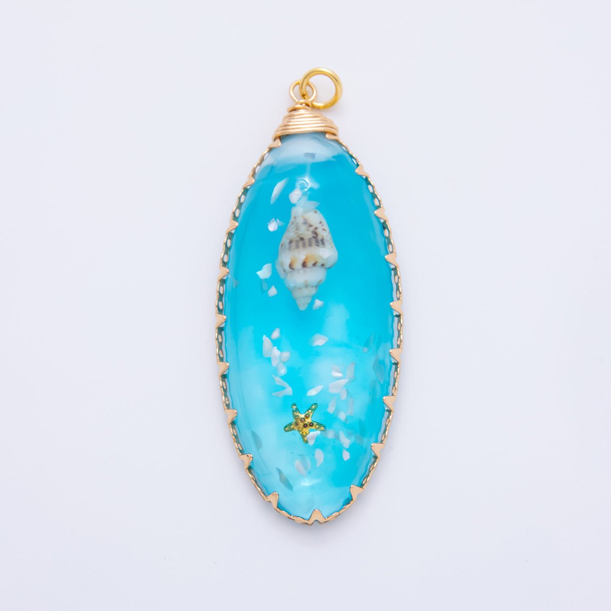 18K Gold Filled 55mm Resin Blue Sea Life Charm | AH865 - DLUXCA