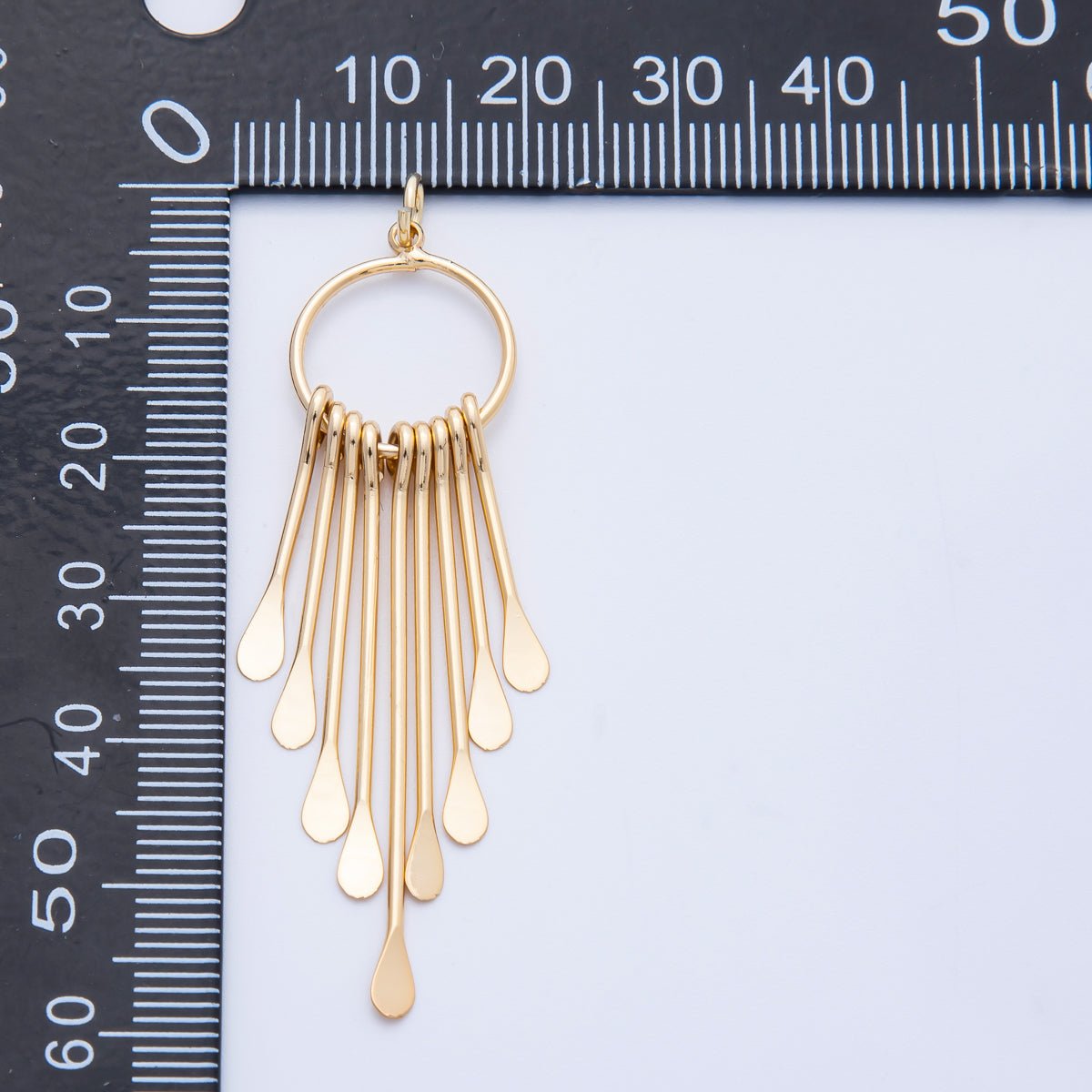 18K Gold Filled 56mm Geometric Teardrop Tassel Open Round Charm | Charms - 00326 - DLUXCA