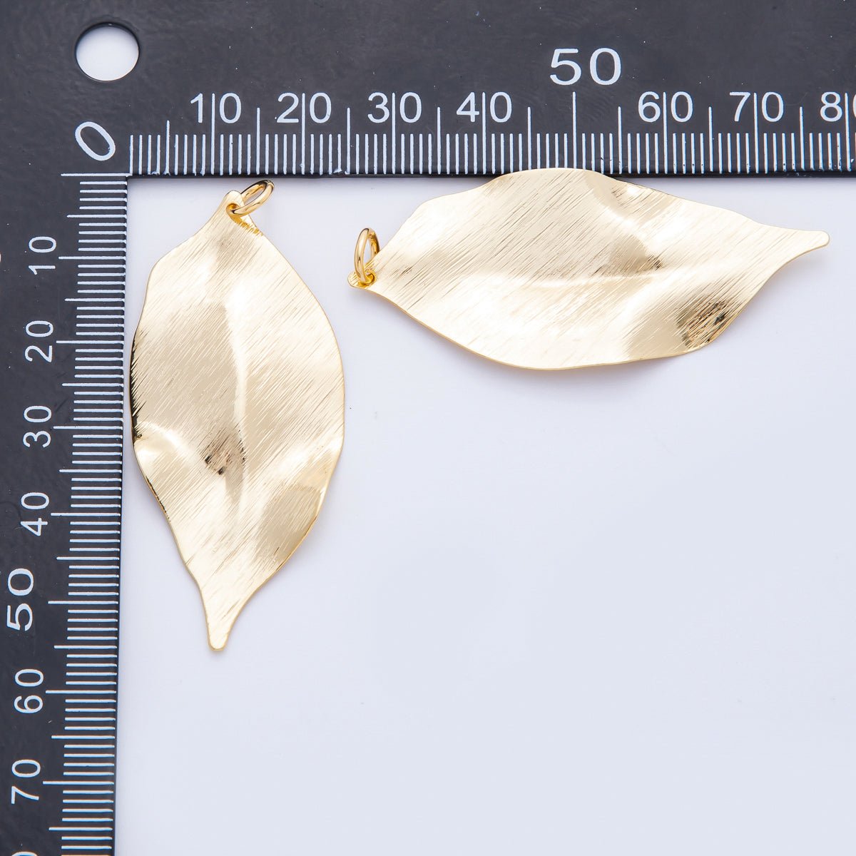 18K Gold Filled 56mm Modern Molten Gold Leaf Charm | N367 - DLUXCA