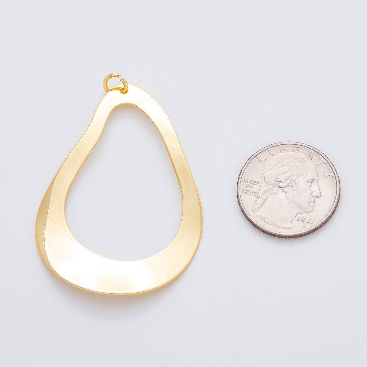 18K Gold Filled 58mm Open Pear - Cut Oblong Charm | N - A1525 - DLUXCA