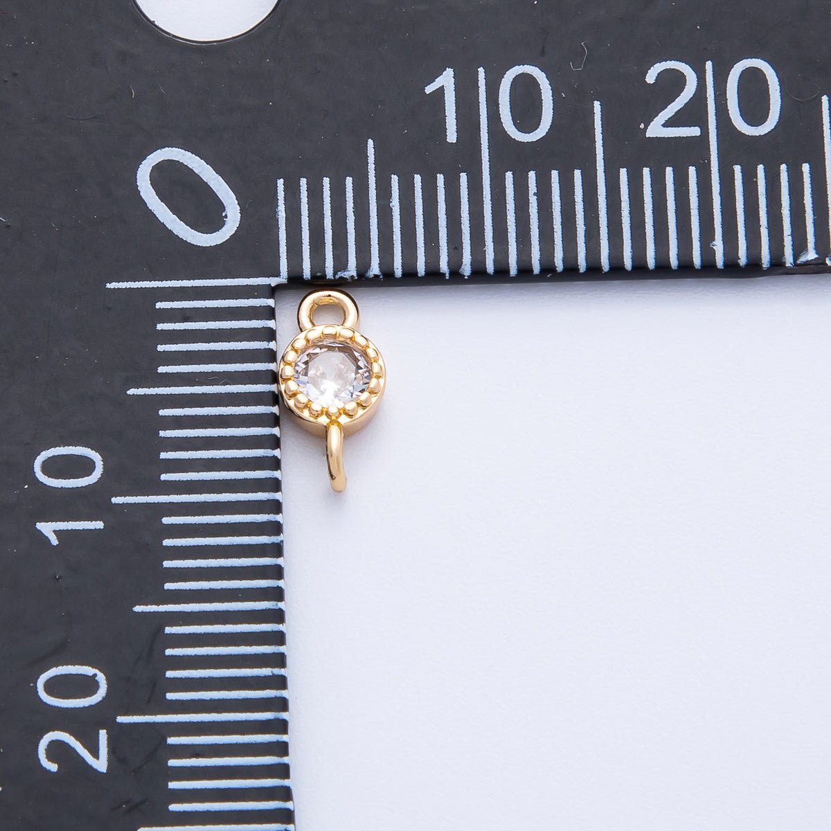 18K Gold Filled 5mm Clear CZ Round Connector in Gold & Silver | Connectors - 00014 Connectors - 00015 - DLUXCA