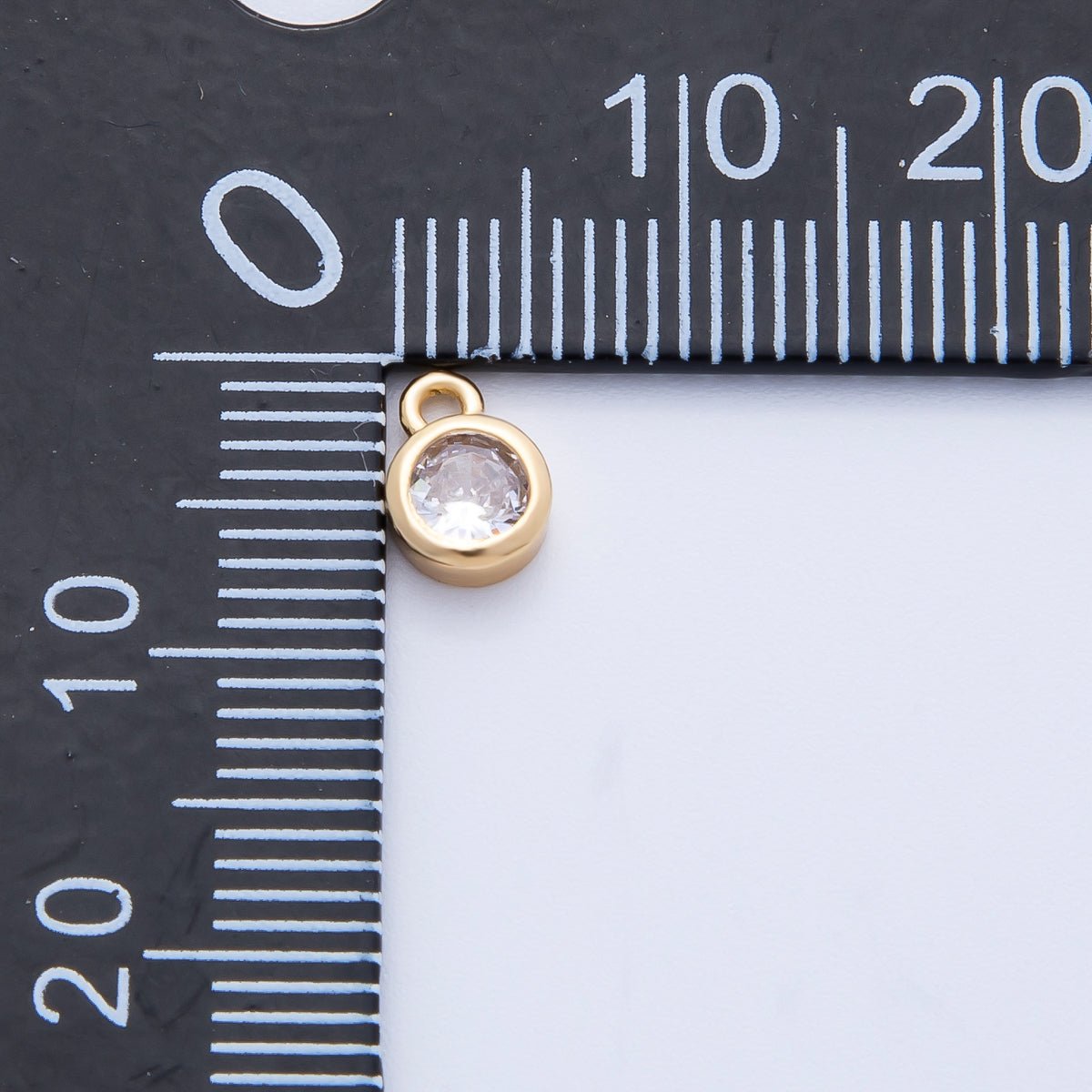 18K Gold Filled 5mm Clear CZ Round Mini Charm | Charms - 00413 - DLUXCA