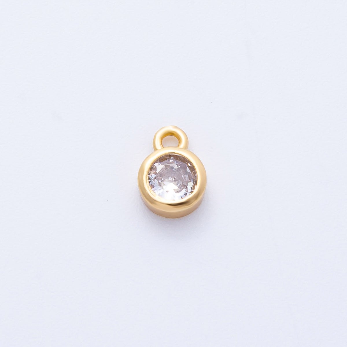 18K Gold Filled 5mm Clear CZ Round Mini Charm | Charms - 00413 - DLUXCA