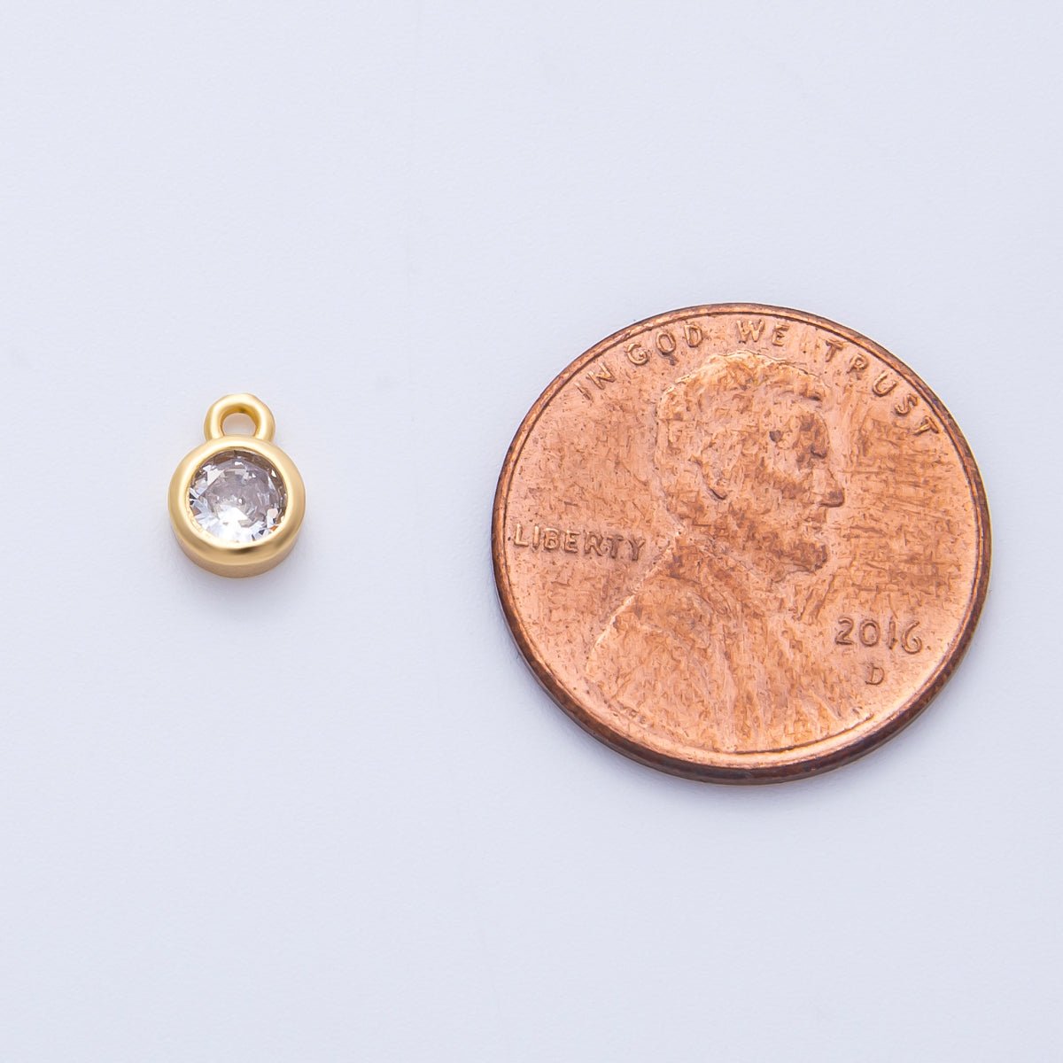 18K Gold Filled 5mm Clear CZ Round Mini Charm | Charms - 00413 - DLUXCA