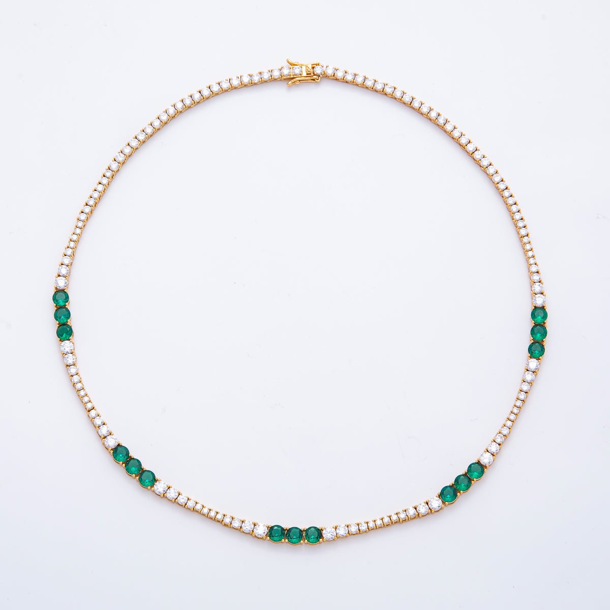 18K Gold Filled 5mm Clear - Green Alternate Gradient CZ Tennis Chain 15, 16, 18 Inch Necklace | WA - 3270 ~ WA - 3272 - DLUXCA