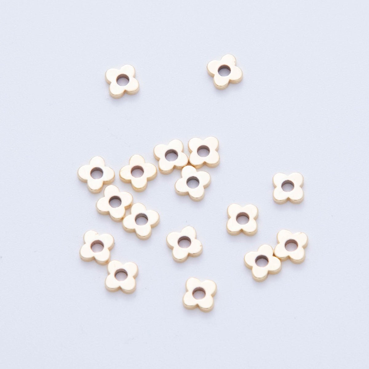 18K Gold Filled 5mm Minimalist Flower Thin Bead Set | B734 - DLUXCA