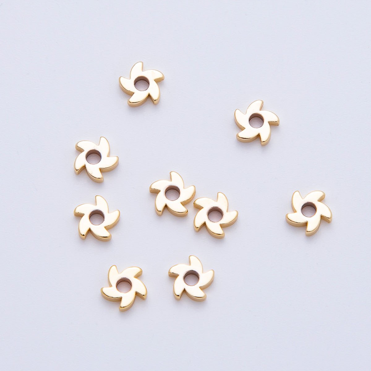 18K Gold Filled 5mm Minimalist Spiral Flower Petal Bead Set | AF1076 - DLUXCA