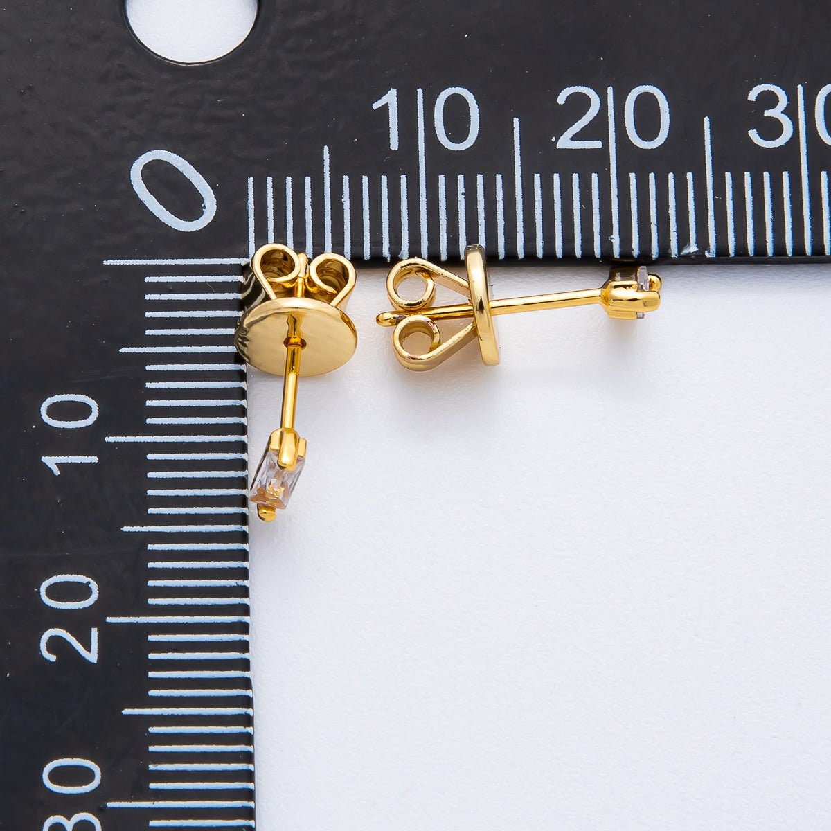 18K Gold Filled 5mm Minimalist Style Baguette CZ Studs Earrings | AD1576 - DLUXCA