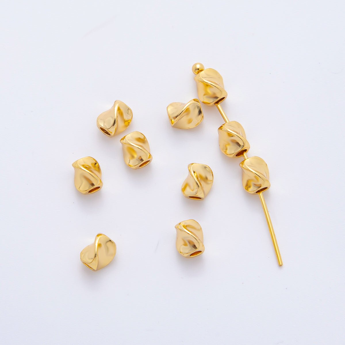 18K Gold Filled 5mm Molten Gold Tube Cylinder Spacer Bead | AF - A1088 - DLUXCA