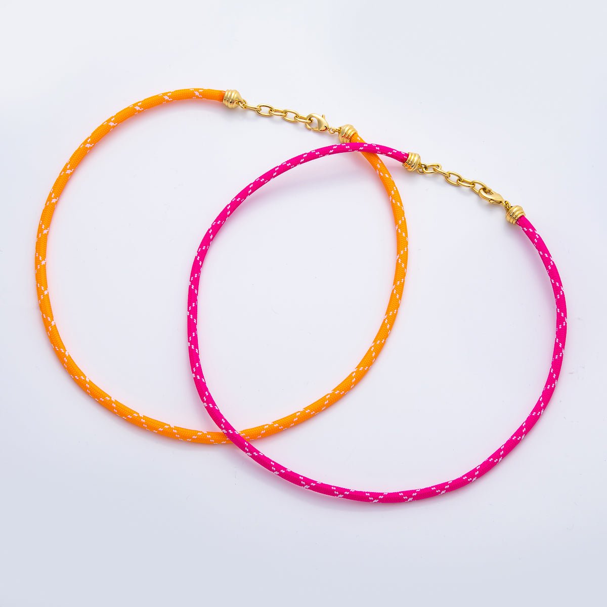 18K Gold Filled 5mm Orange, Pink Summer Sport Cord Chain 19 Inch Necklace with Extender | WA - 3504 WA - 3609 - DLUXCA