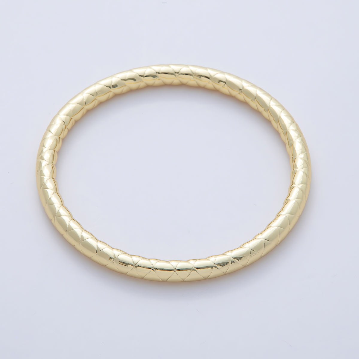 18K Gold Filled 5mm Quilted Lined Band Bangle Bracelet | WA - 3485 - DLUXCA