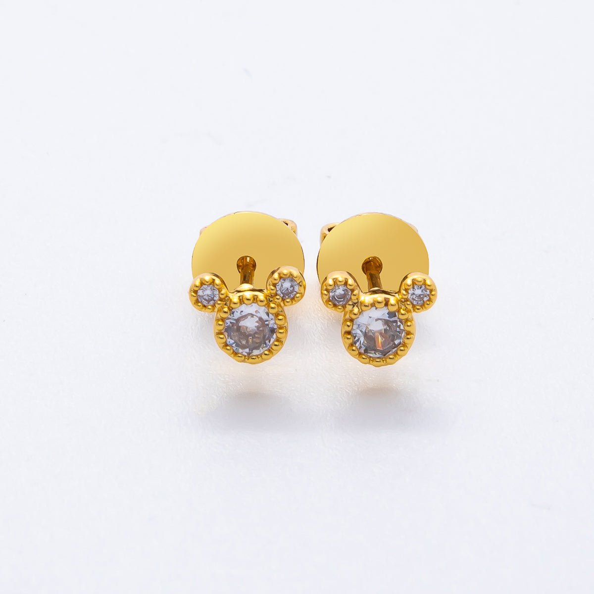 18K Gold Filled 5mm Round CZ Cluster Disney's Mickey Mouse Stud Earrings | AD1567 - DLUXCA