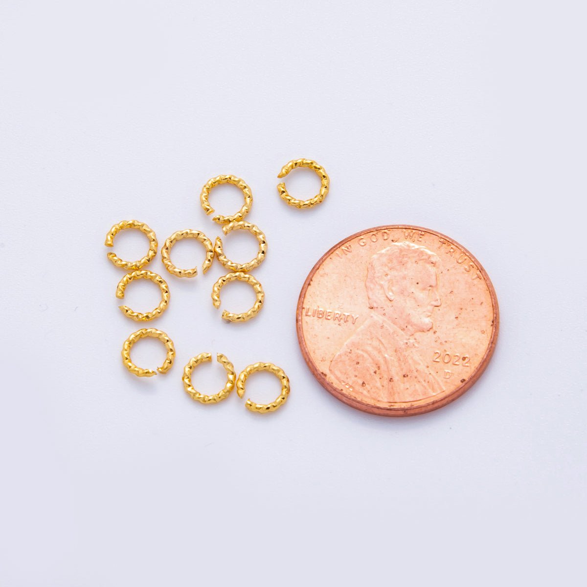 18K Gold Filled 5mm x 0.8mm Twisted Edged Croissant Jump Ring Findings by Set | Z1597 - DLUXCA