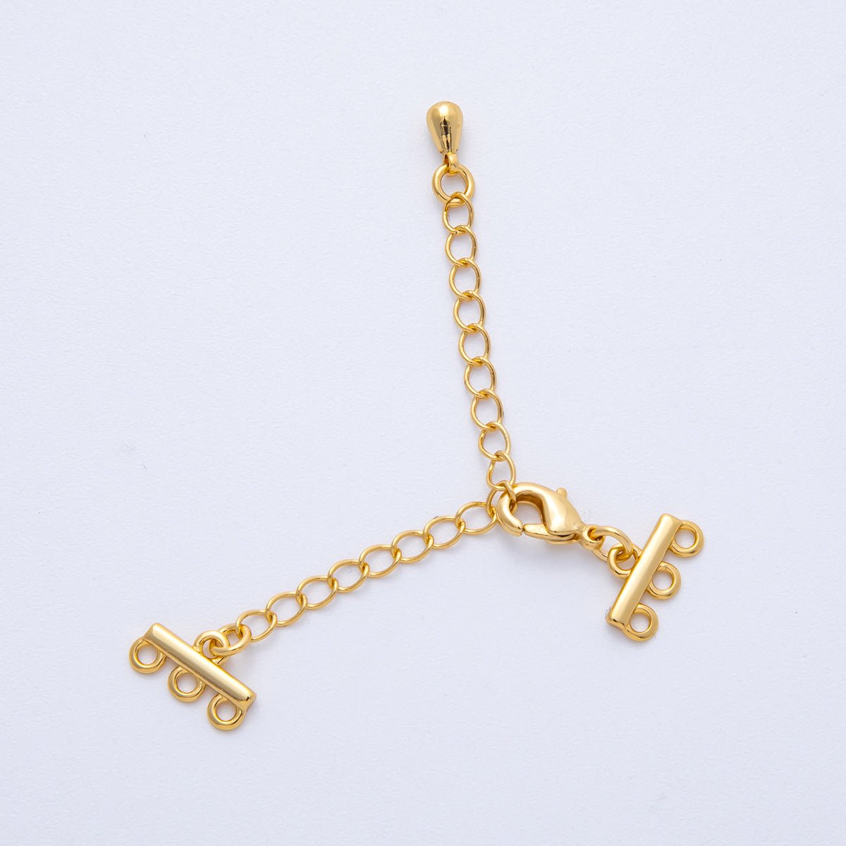18K Gold Filled 60mm Minimalist Triple Detangler Lobster Clasps w. Extender | Findings - 00021 - DLUXCA
