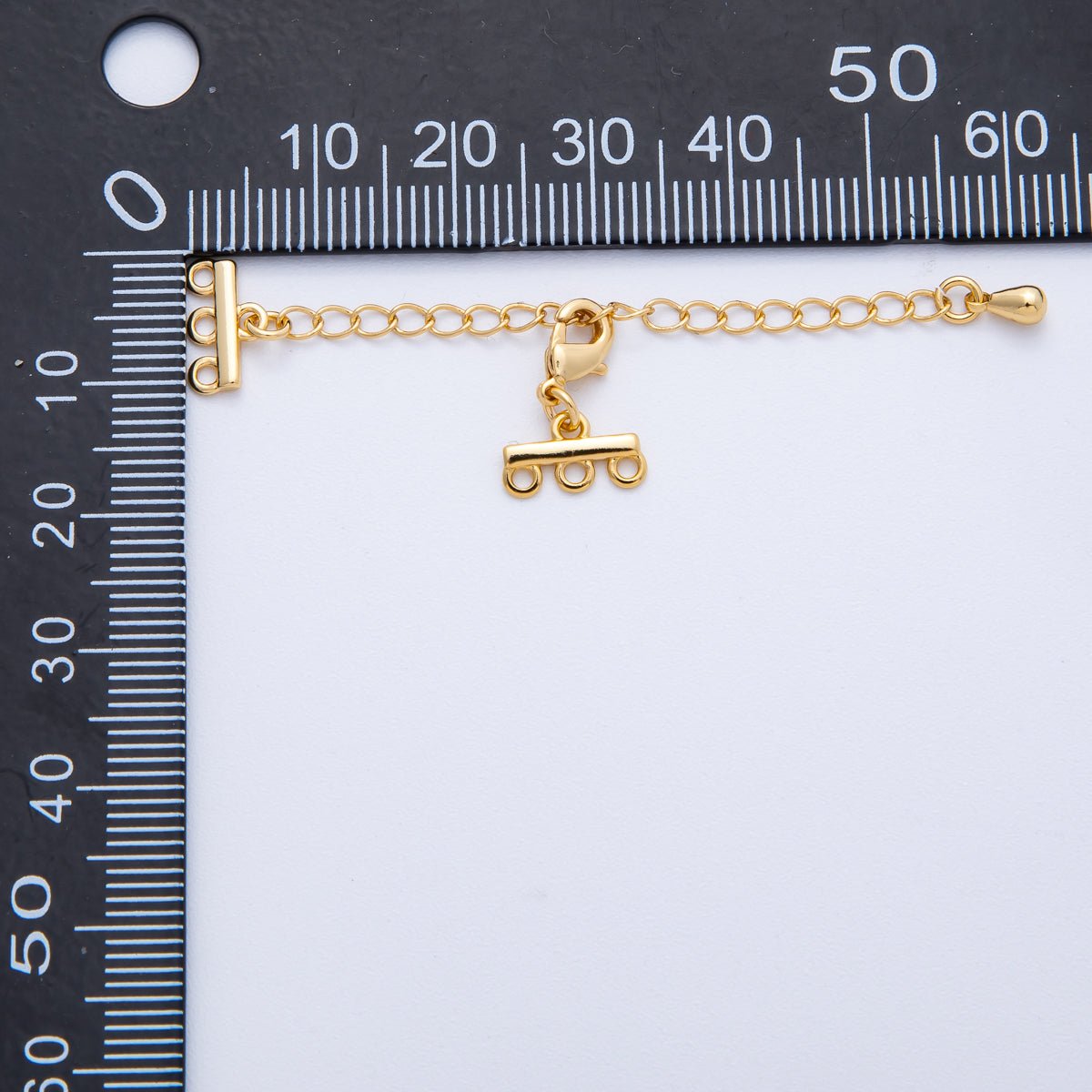 18K Gold Filled 60mm Minimalist Triple Detangler Lobster Clasps w. Extender | Findings - 00021 - DLUXCA