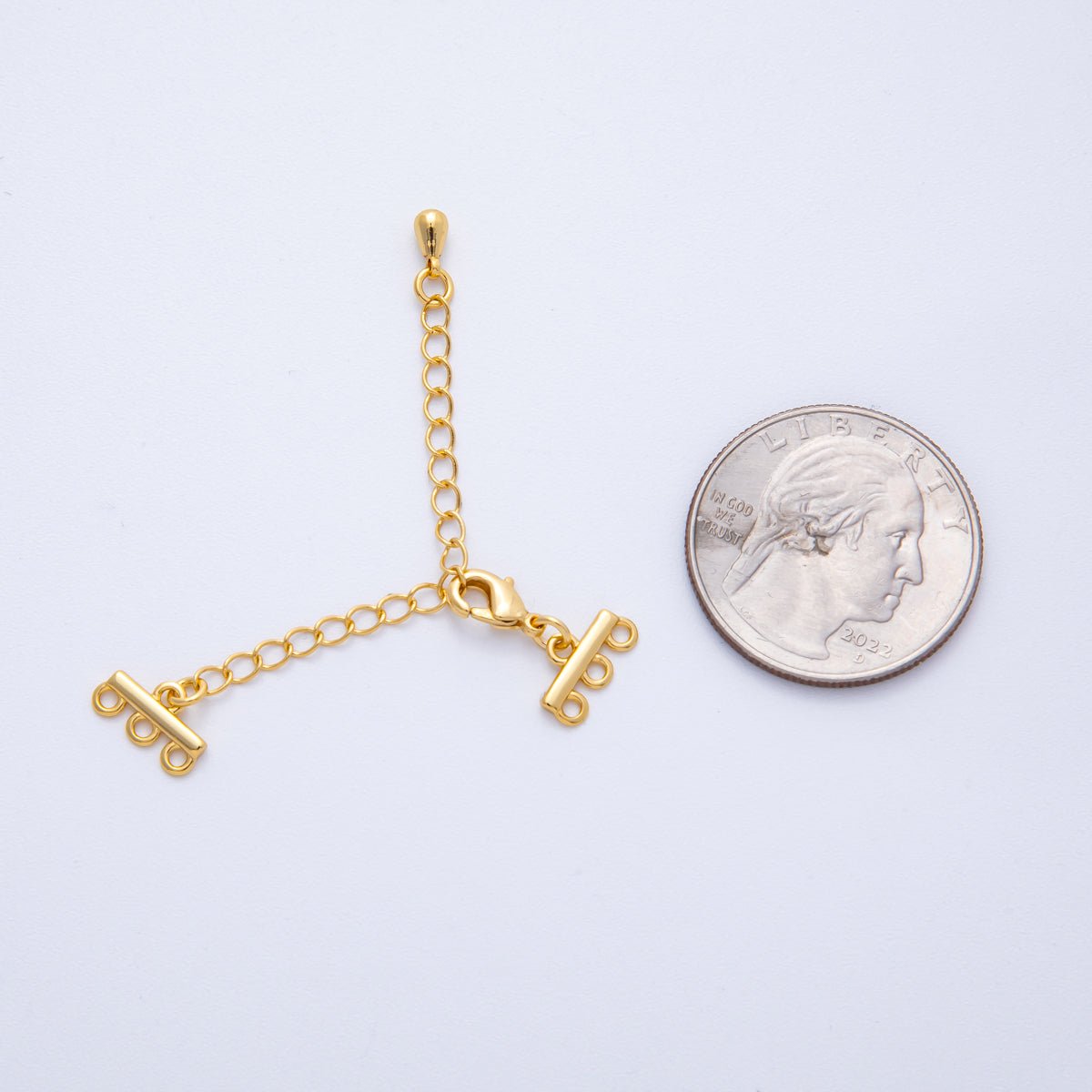 18K Gold Filled 60mm Minimalist Triple Detangler Lobster Clasps w. Extender | Findings - 00021 - DLUXCA