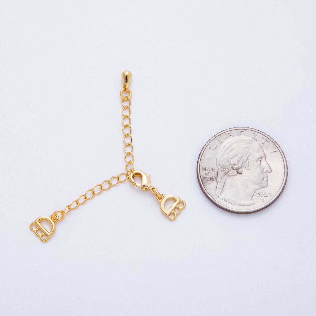 18K Gold Filled 60mm Minimalist Triple Detangler Lobster Clasps w. Extender | Findings - 00023 - DLUXCA