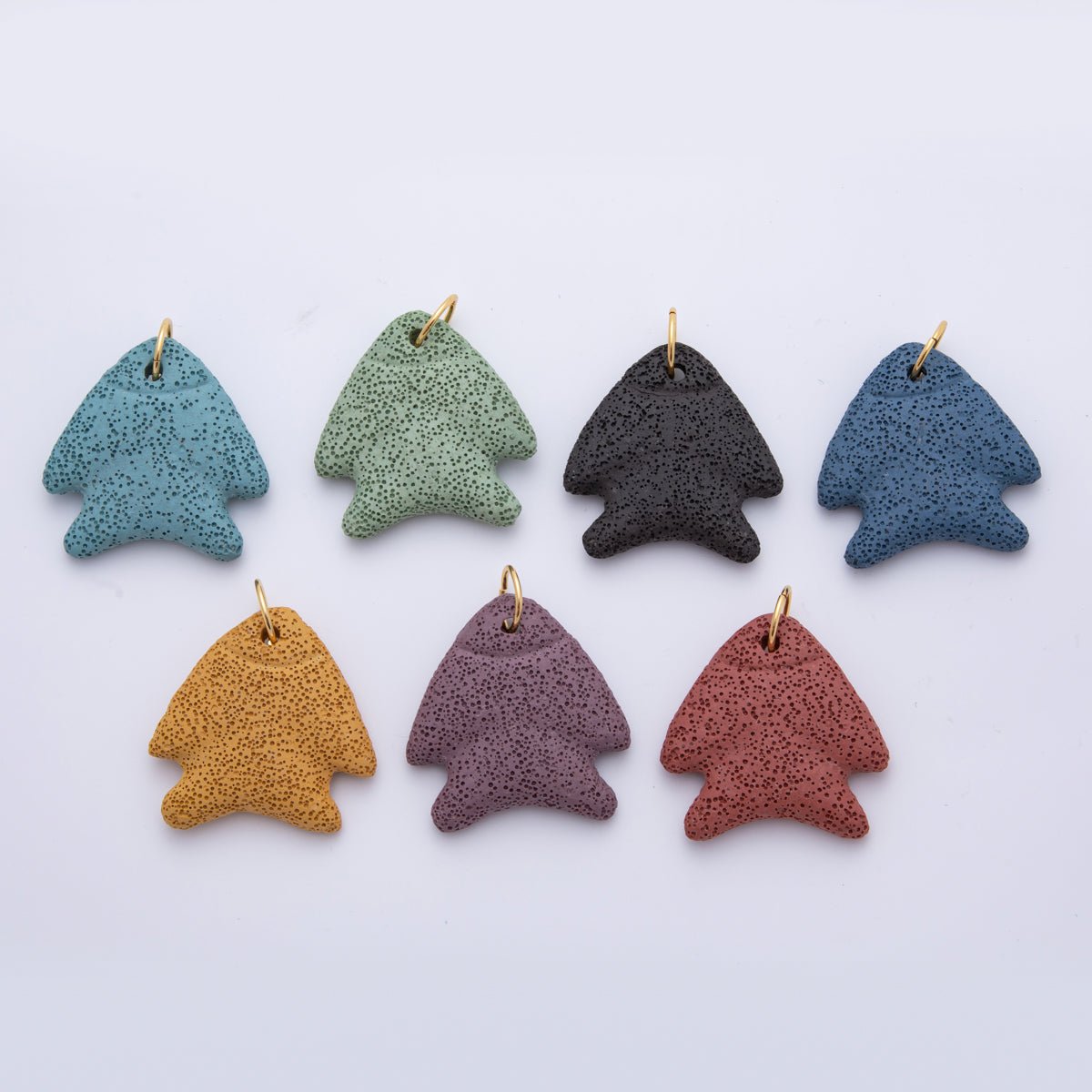 18K Gold Filled 63mm Lava Stone Triangle Sea Fish Charm | AH893 - AH896 - DLUXCA