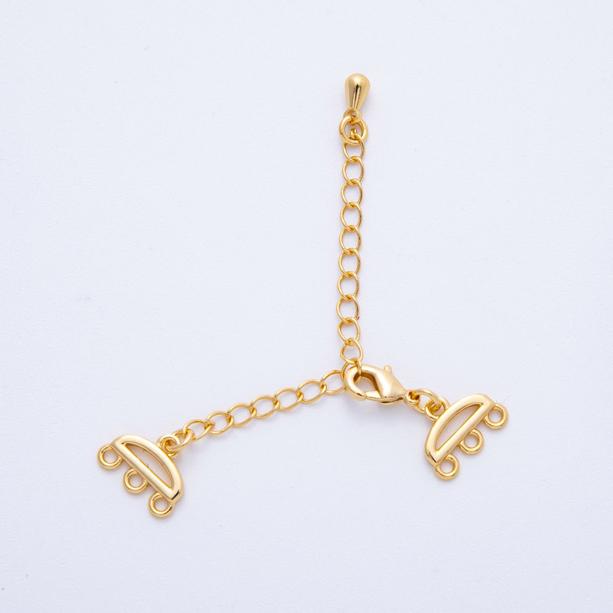 18K Gold Filled 64mm Minimalist Triple Detangler Lobster Clasps w. Extender | Findings - 00022 - DLUXCA