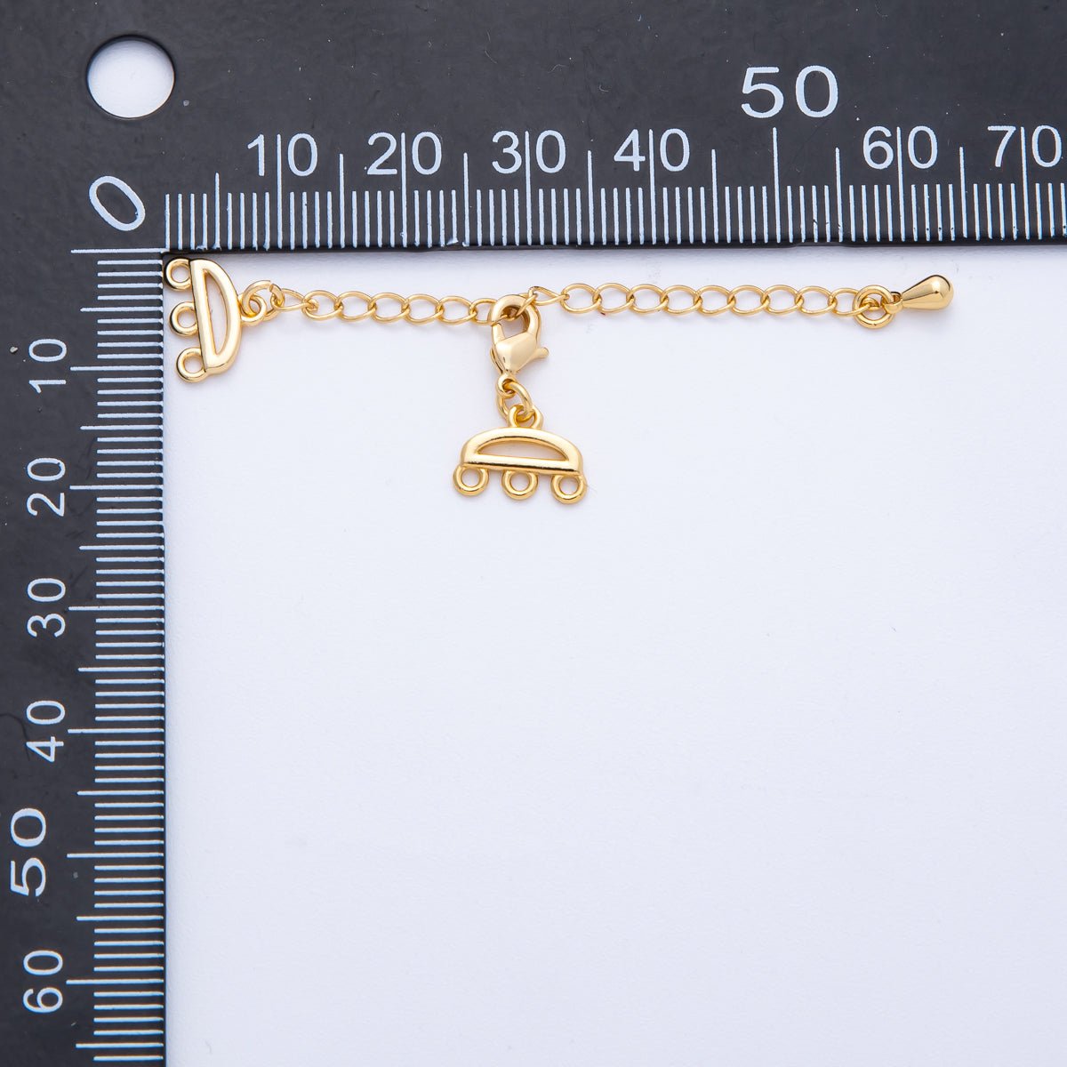 18K Gold Filled 64mm Minimalist Triple Detangler Lobster Clasps w. Extender | Findings - 00022 - DLUXCA