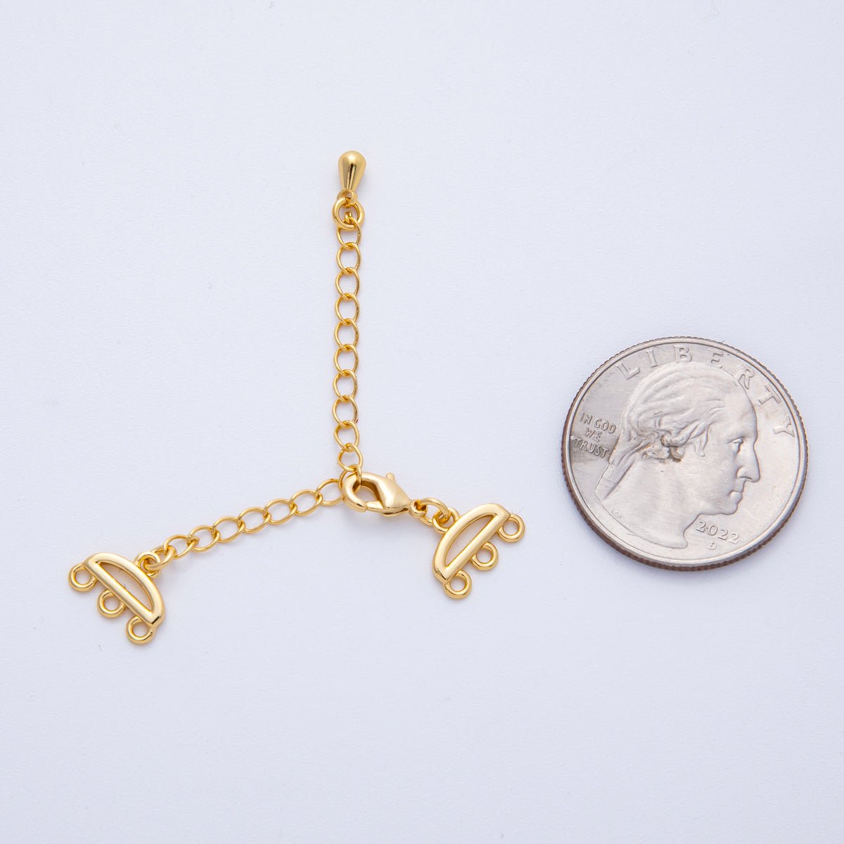 18K Gold Filled 64mm Minimalist Triple Detangler Lobster Clasps w. Extender | Findings - 00022 - DLUXCA