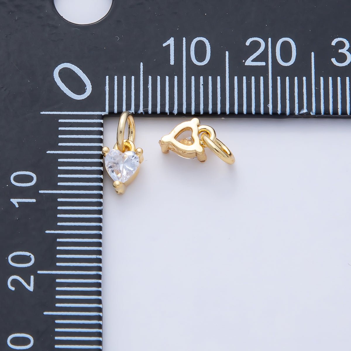 18K Gold Filled 6.5mm Clear CZ Heart Mini Charm | AK024 - DLUXCA