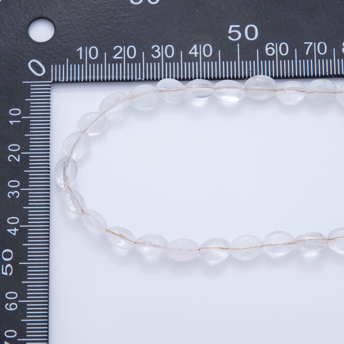 18K Gold Filled 6.5mm Clear Quartz Gemstone Oblong Oval Gemstone Bead 15.5 Inch Handmade Necklace | WA - 3283 - DLUXCA