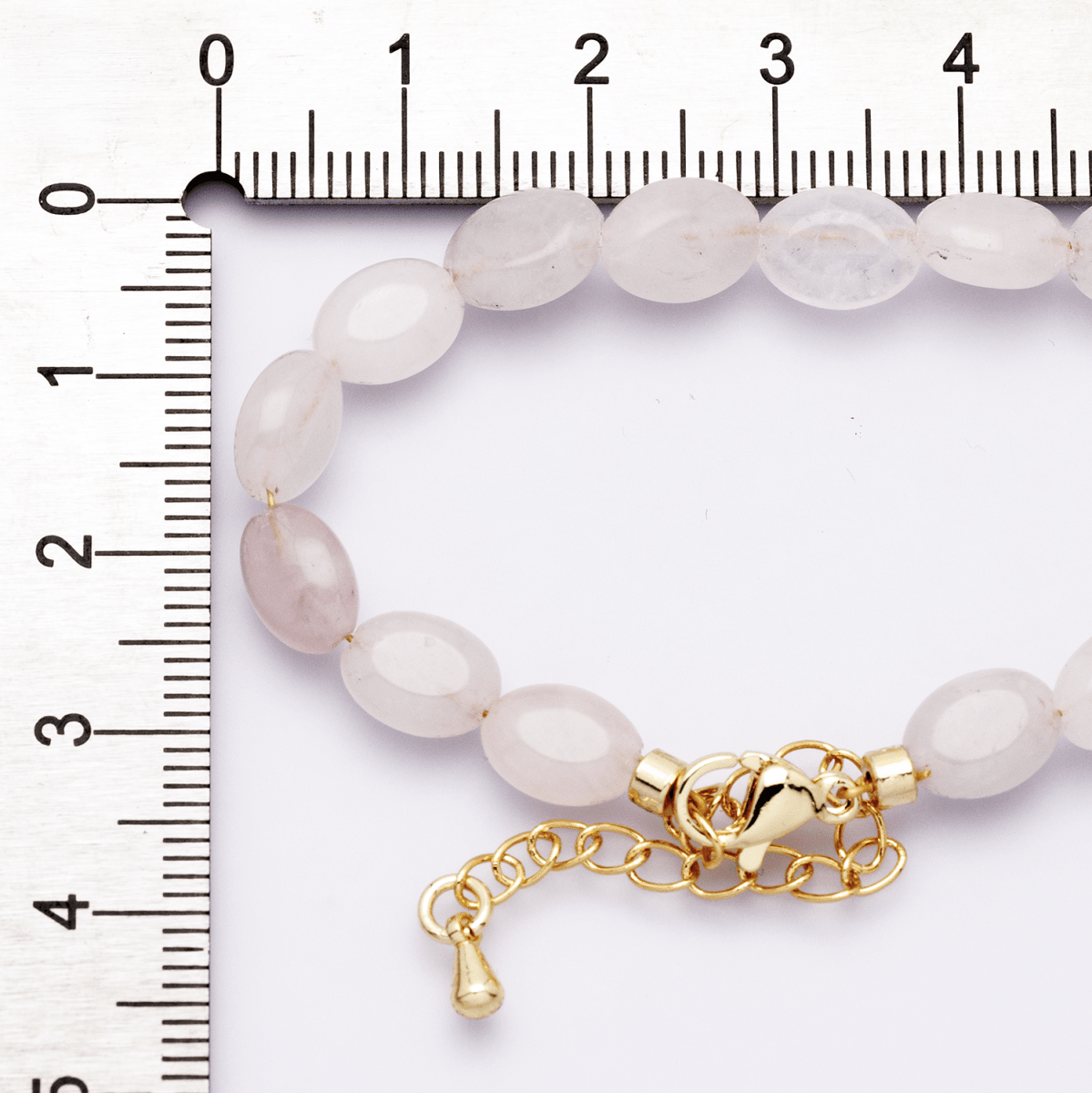 18K Gold Filled 6.5mm Rose Quartz Pebble Gemstone 16 Inch Choker Necklace w. Extender | WA - 04168 - DLUXCA