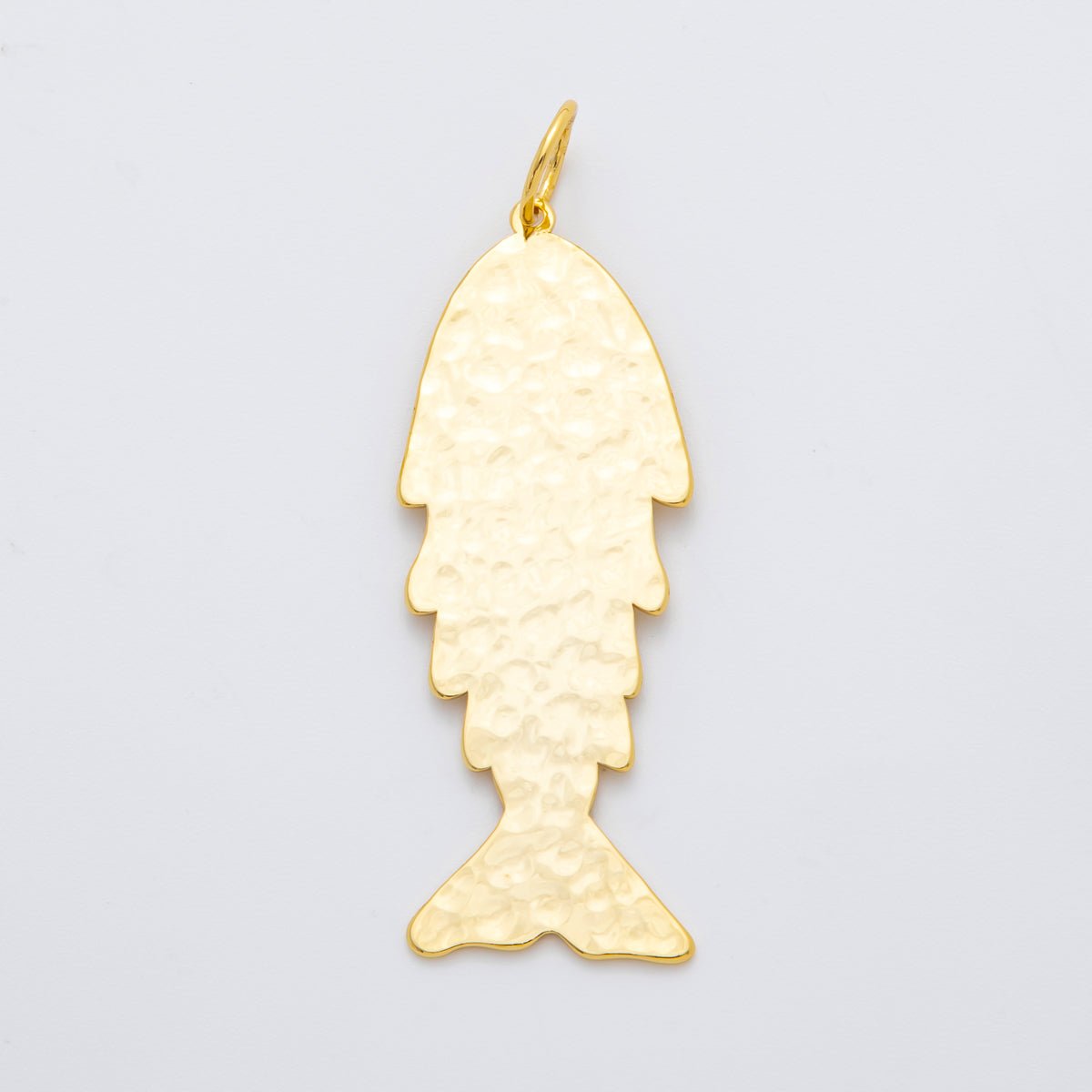 18K Gold Filled 67.5mm Minimalist Textured Sardine Fish Charm | AF1311 - DLUXCA