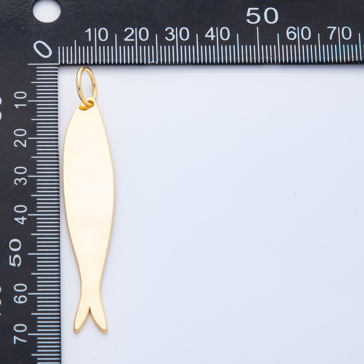 18K Gold Filled 67mm Minimalist Under the Sea Long Fish Charm | N - A1347 - DLUXCA