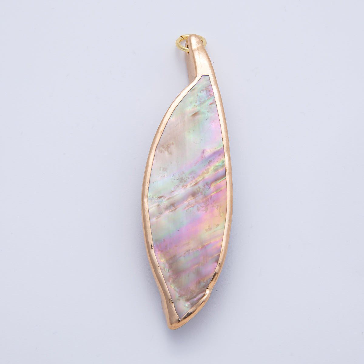18K Gold Filled 67mm Mother of Pearl Curved Geometric Pendant | AK063 - DLUXCA