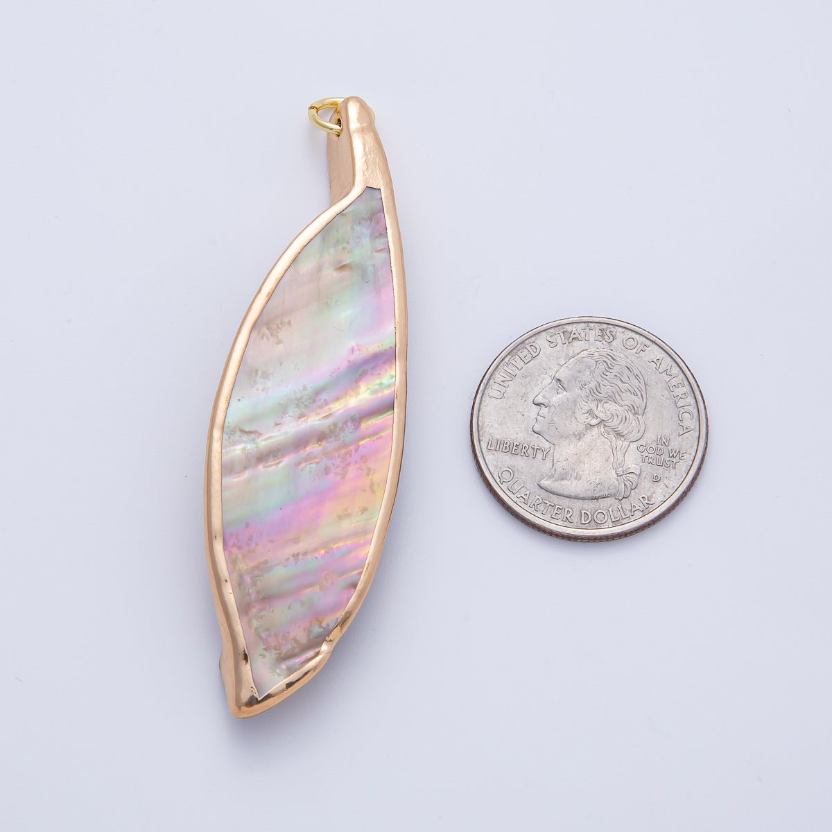18K Gold Filled 67mm Mother of Pearl Curved Geometric Pendant | AK063 - DLUXCA
