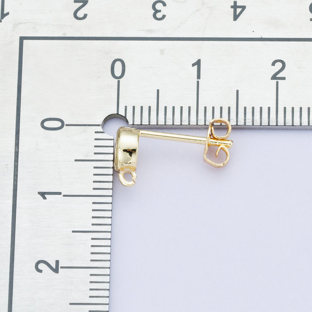 18K Gold Filled 6mm Clear CZ Round Bezel Open Loop Drop Stud Earring | Findings - 00103 - DLUXCA