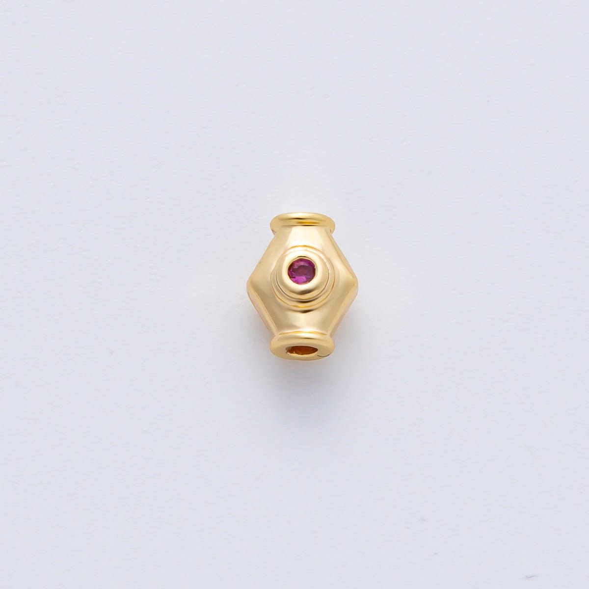 18K Gold Filled 6mm Fuchsia, Green CZ Capsule Rhombus Beads | B339 - DLUXCA