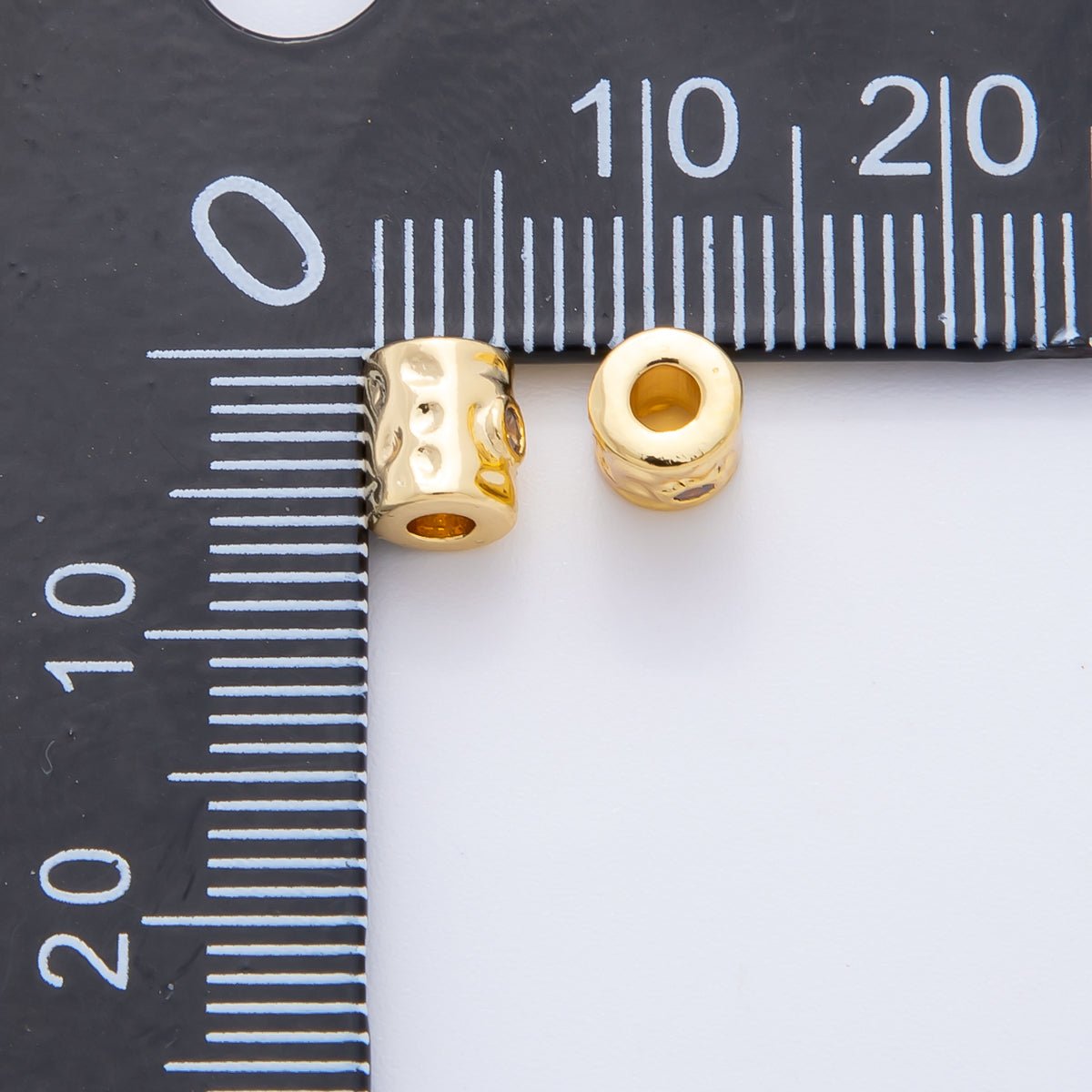 18K Gold Filled 6mm Hammered Tube Tiny Spacer Bead | AF - A1084 - DLUXCA