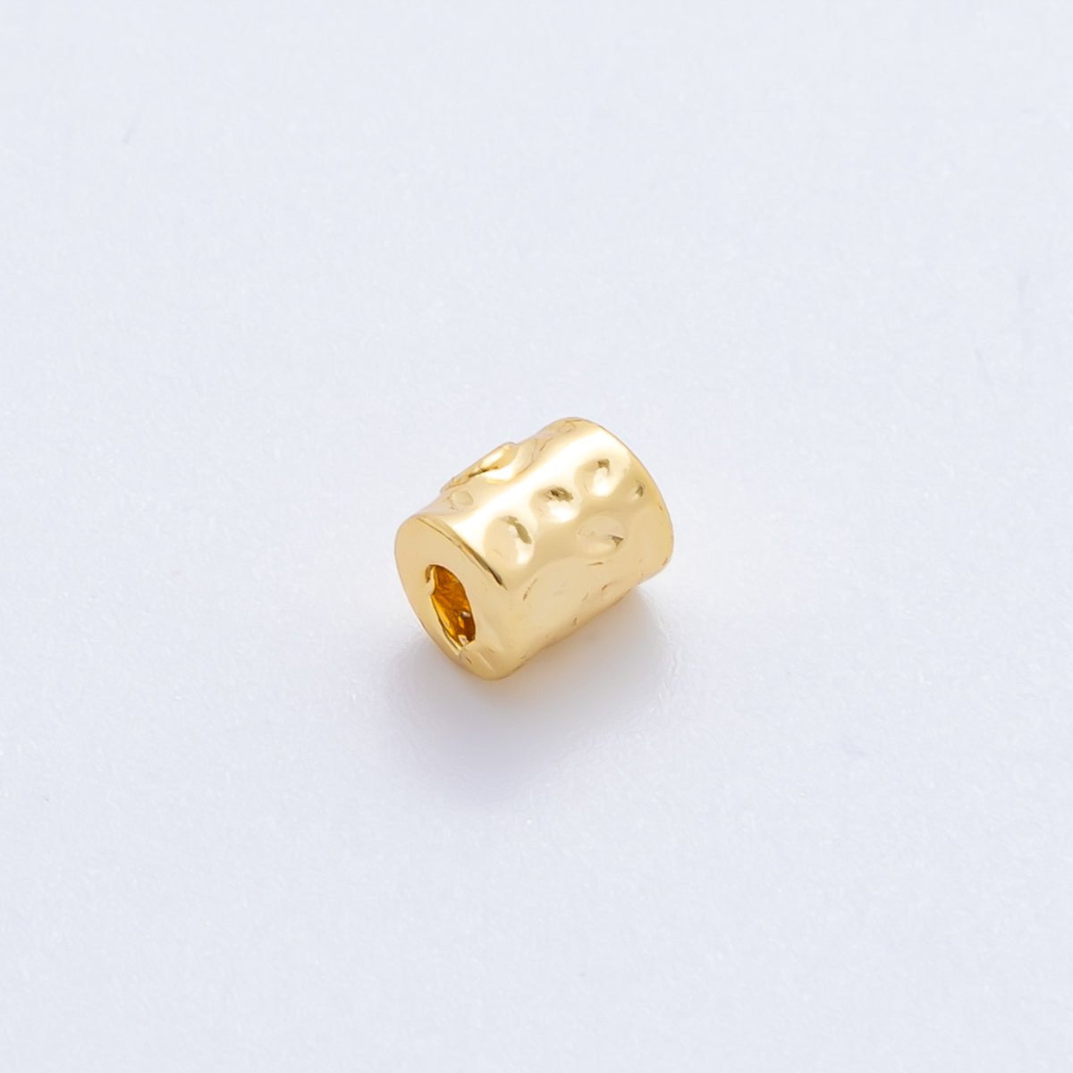 18K Gold Filled 6mm Hammered Tube Tiny Spacer Bead | AF - A1084 - DLUXCA
