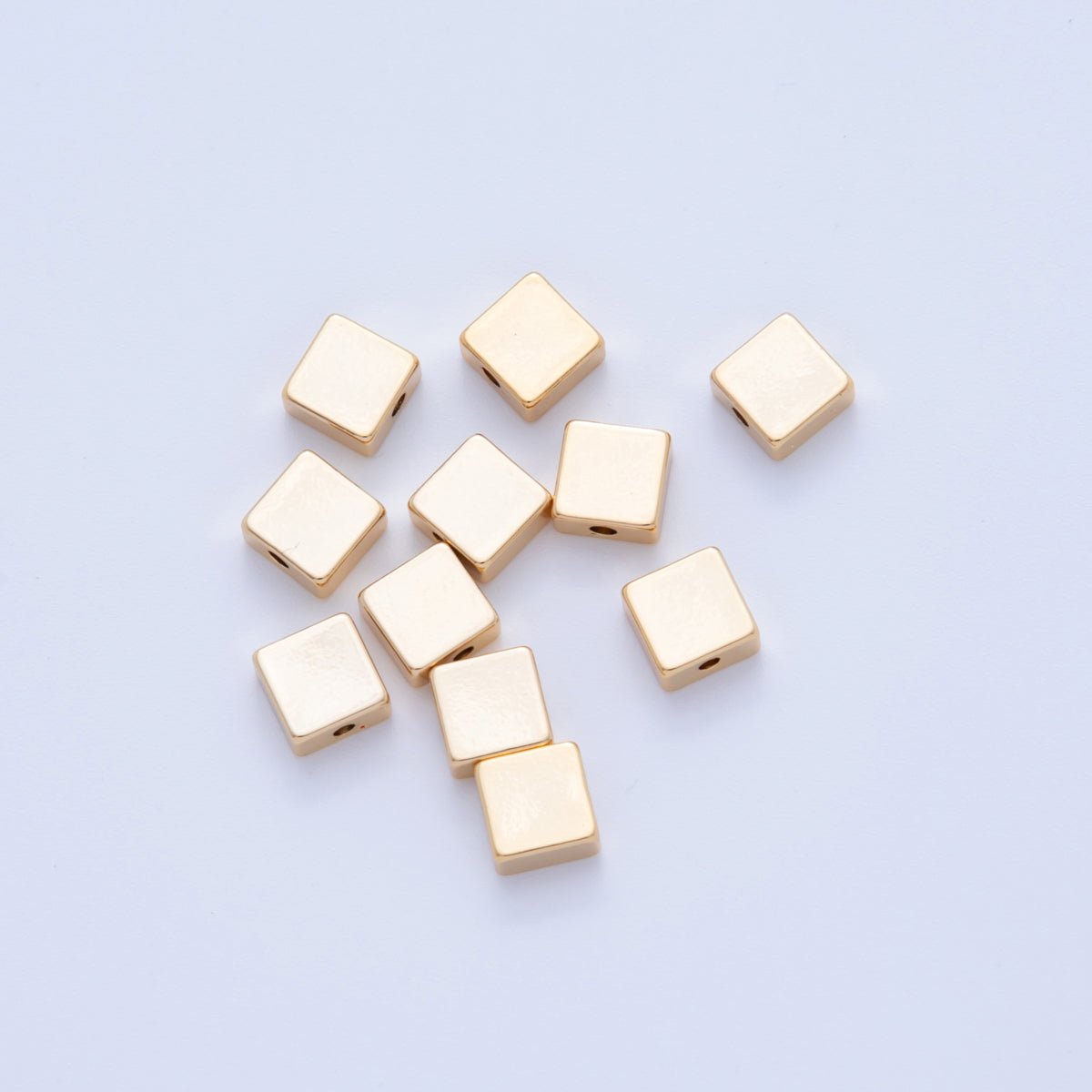 18K Gold Filled 6mm Minimalist Square Thin Bead Set by 10 Pieces | B745 - DLUXCA
