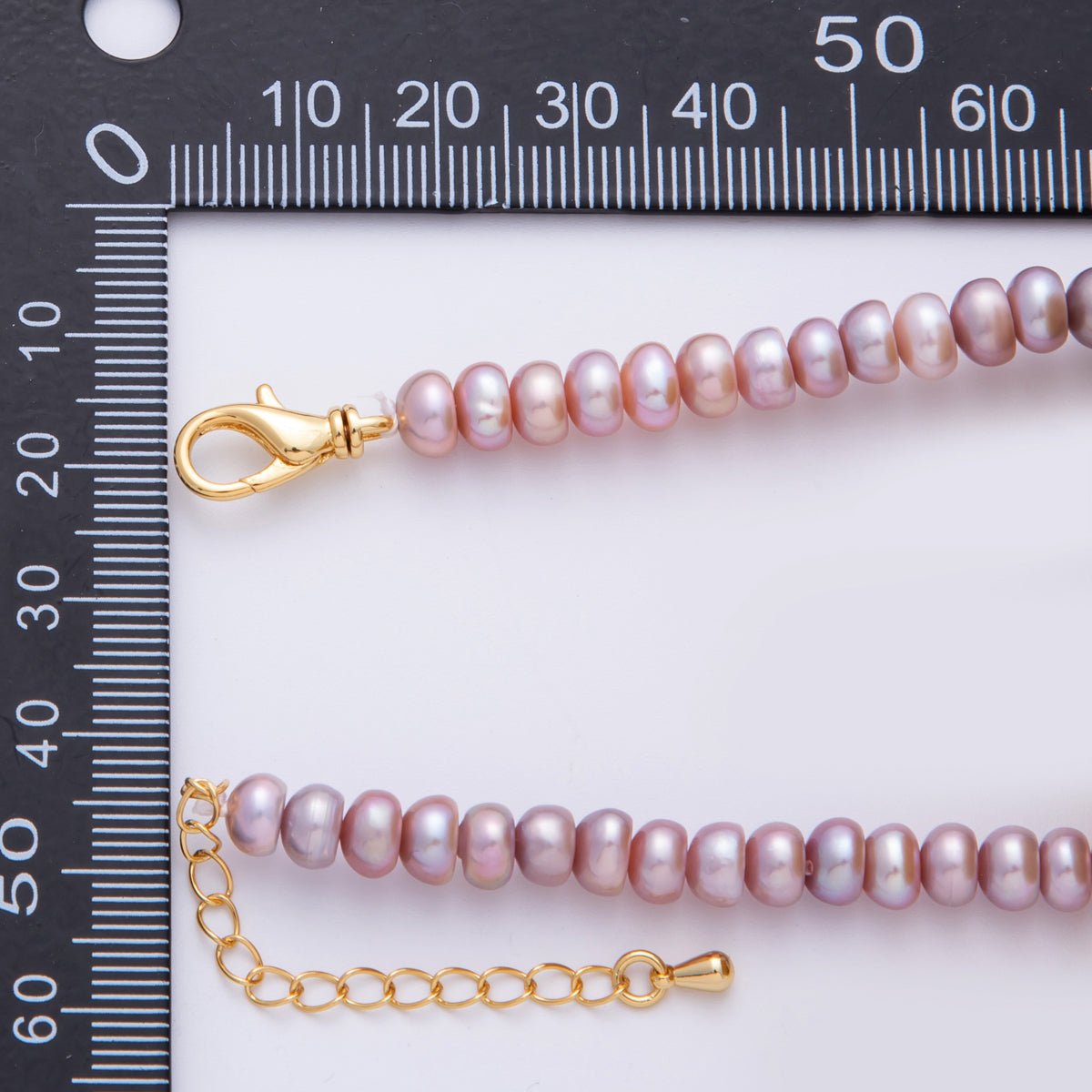 18K Gold Filled 6mm Purple Natural Shell Pearl Rondelle Bead 15.5 Inch Choker Necklace | WA - 4056 - DLUXCA