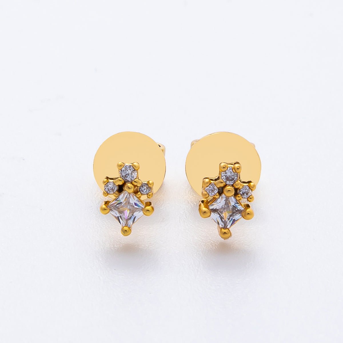 18K Gold Filled 6mm Rhombus CZ Celestial Star Cluster Studs Earrings | AD1577 - DLUXCA