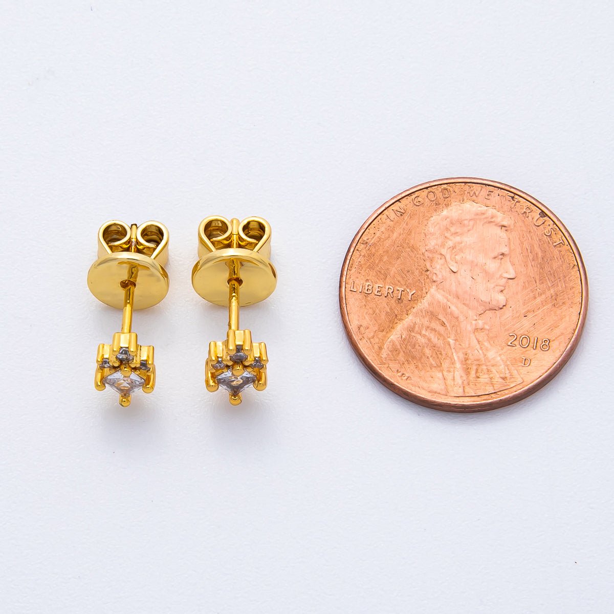 18K Gold Filled 6mm Rhombus CZ Celestial Star Cluster Studs Earrings | AD1577 - DLUXCA
