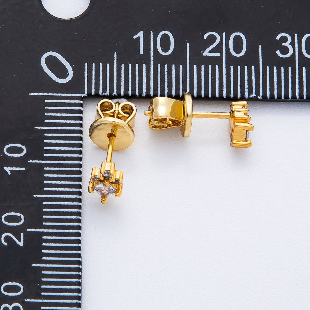 18K Gold Filled 6mm Rhombus CZ Celestial Star Cluster Studs Earrings | AD1577 - DLUXCA