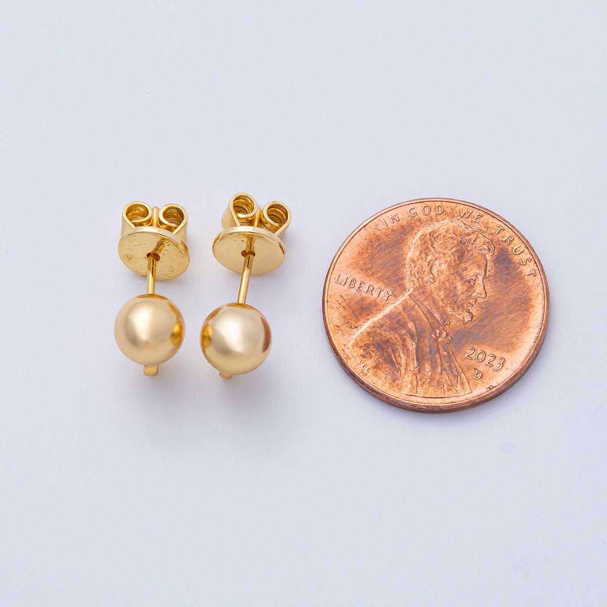 18K Gold Filled 6mm Round Ball Drop Stud Earrings Finding | Z1673 - DLUXCA
