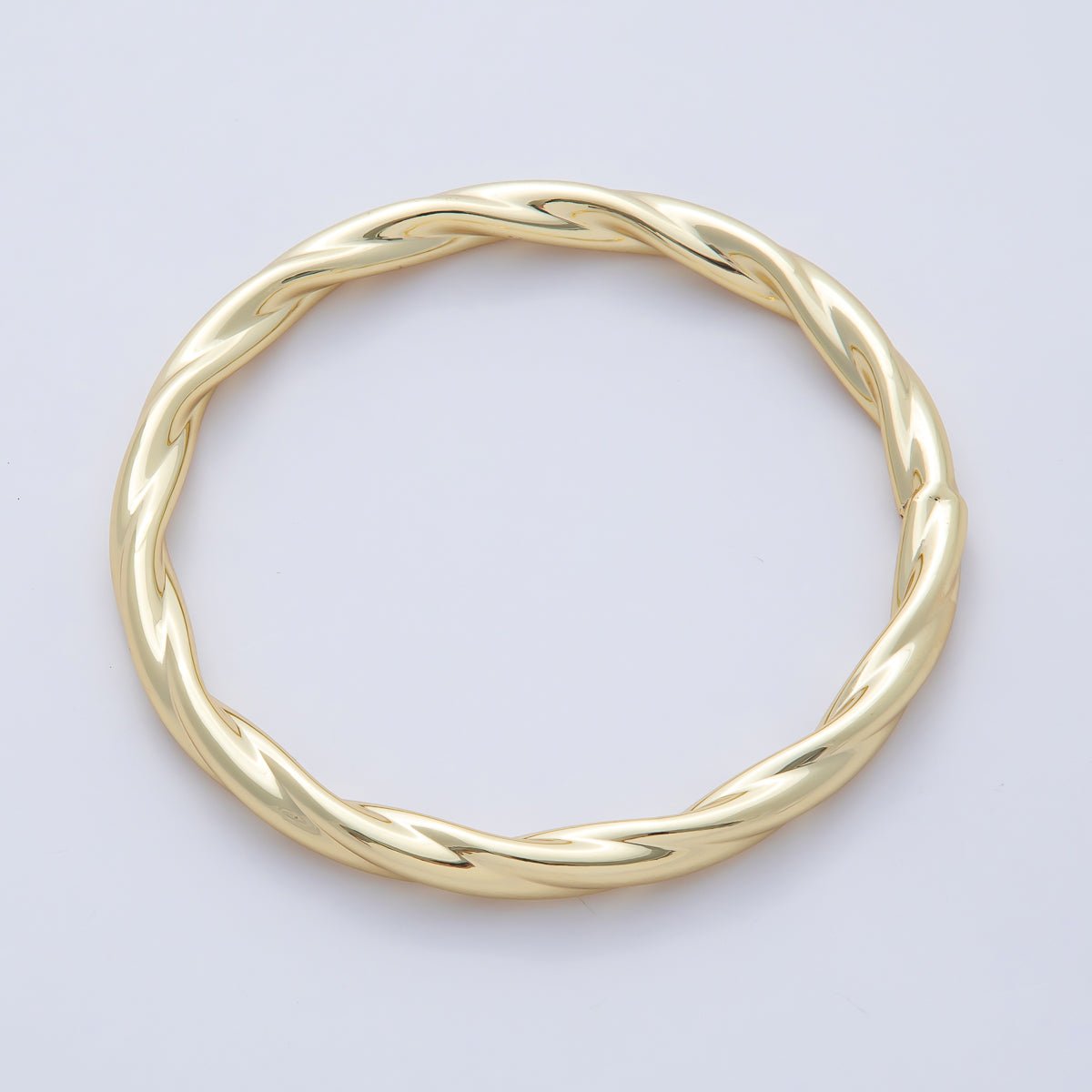18K Gold Filled 6mm Twisted Rope Minimalist Bangle Bracelet | WA - 3483 - DLUXCA