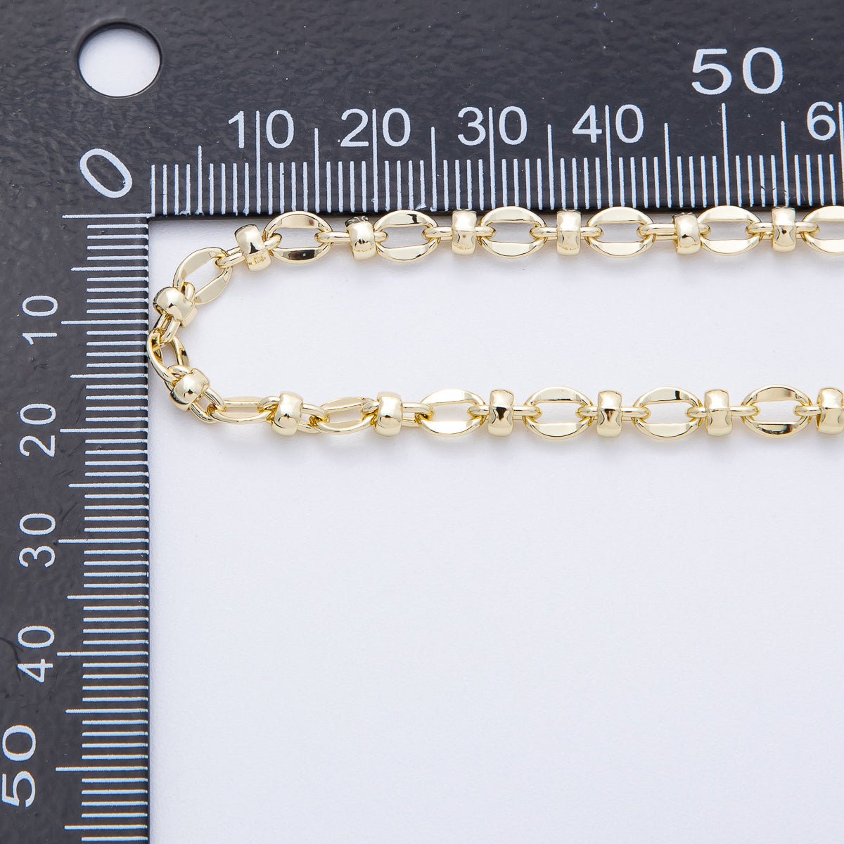 18K Gold Filled 6mm x 4mm Cable Rondelle Link Geometric Unfinished Chain by Yard | Roll - 1813 - DLUXCA