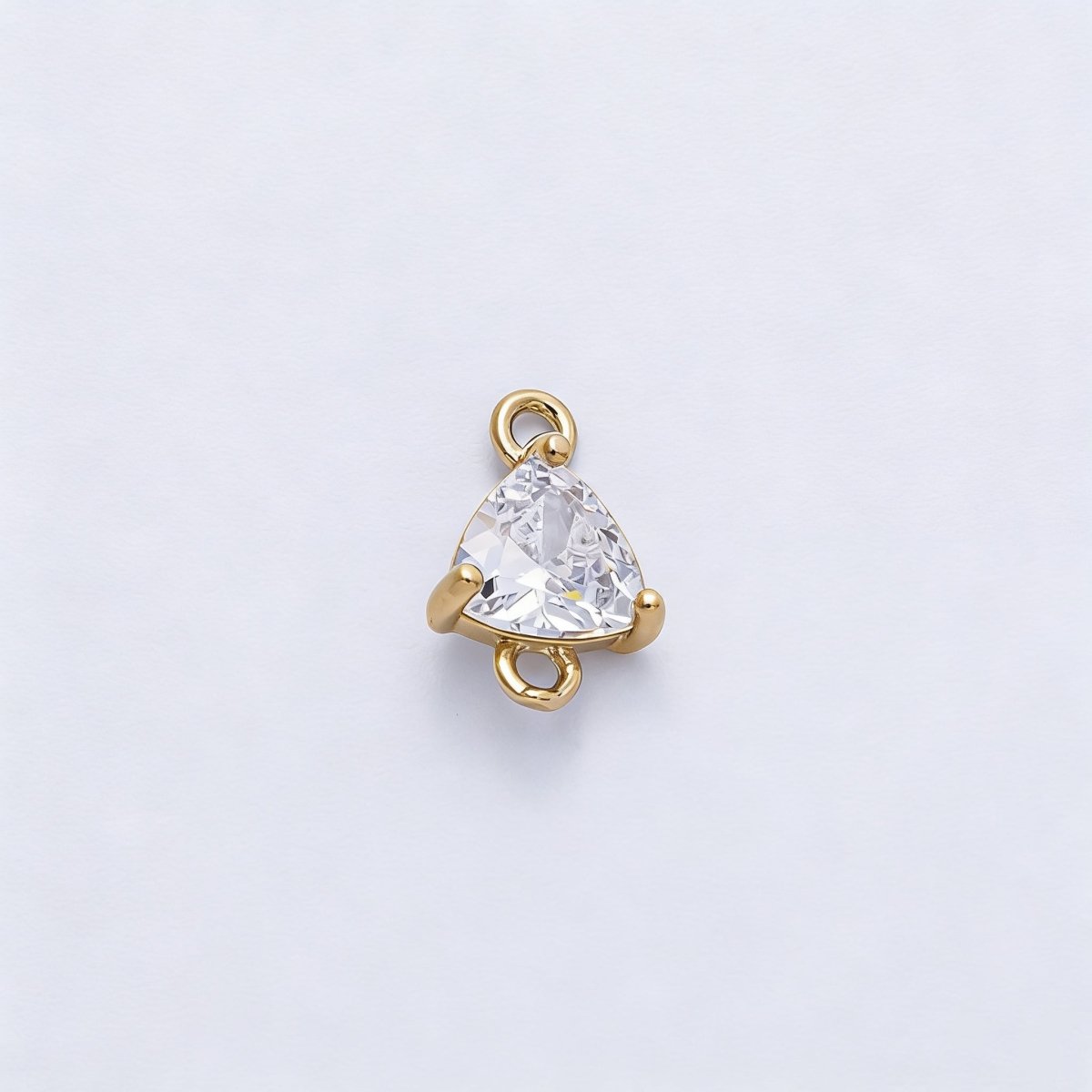 18K Gold Filled 7.2mm Clear CZ Triangle Connector in Gold & Silver | Connectors - 00016 Connectors - 00017 - DLUXCA