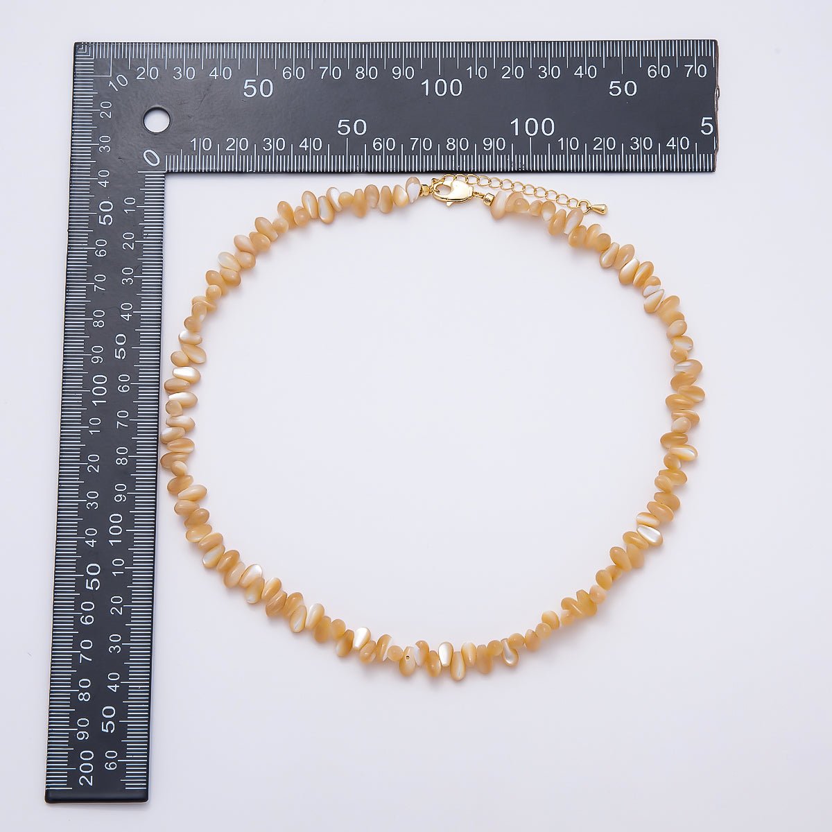 18K Gold Filled 7.5mm Yellow, White Shell Pearl Pebble Gemstone Chain 16.5 Inch Necklace | WA-00400 WA-00407 - DLUXCA