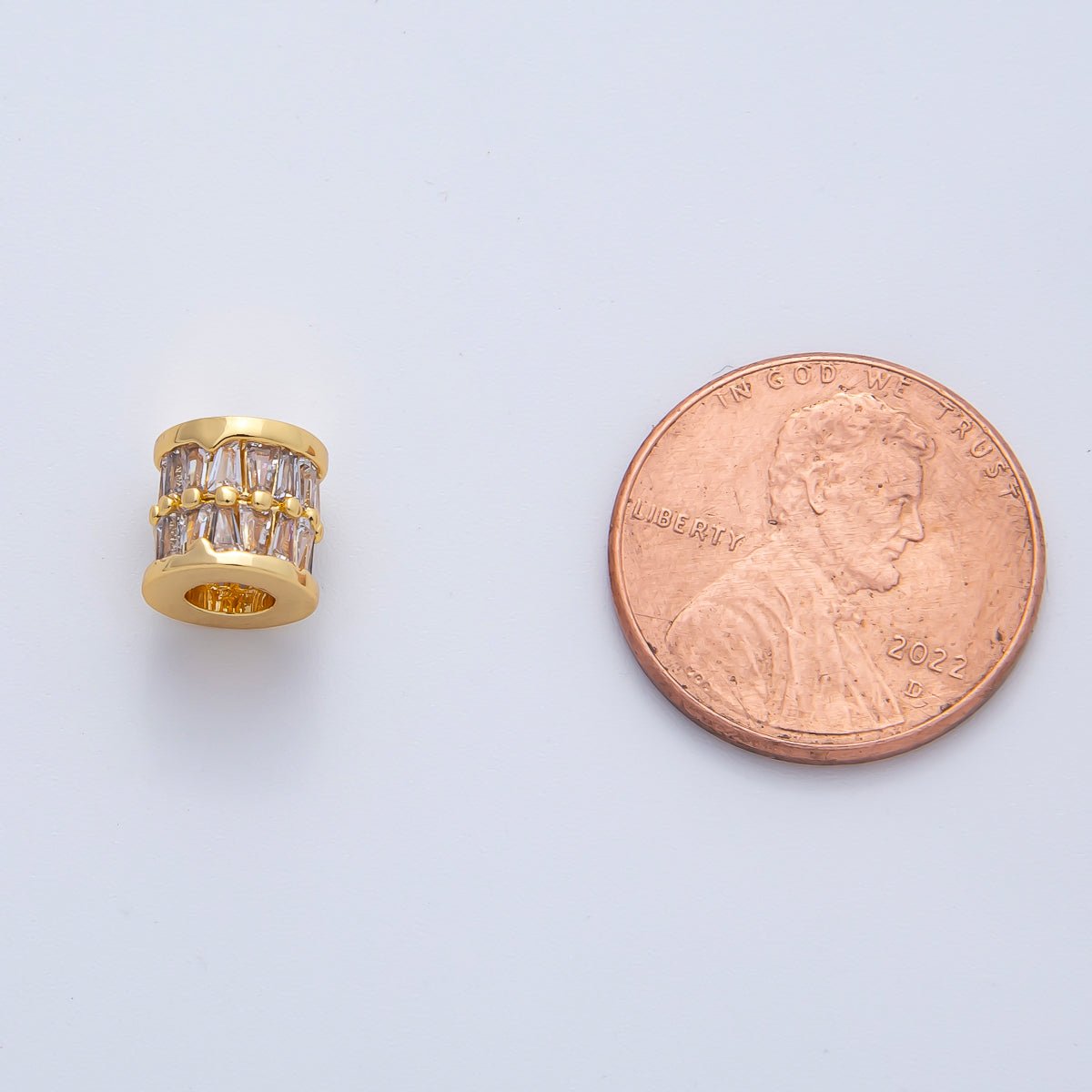 18K Gold Filled 7mm Clear Baguette Rondelle Tube Spacer Bead | B406 - DLUXCA