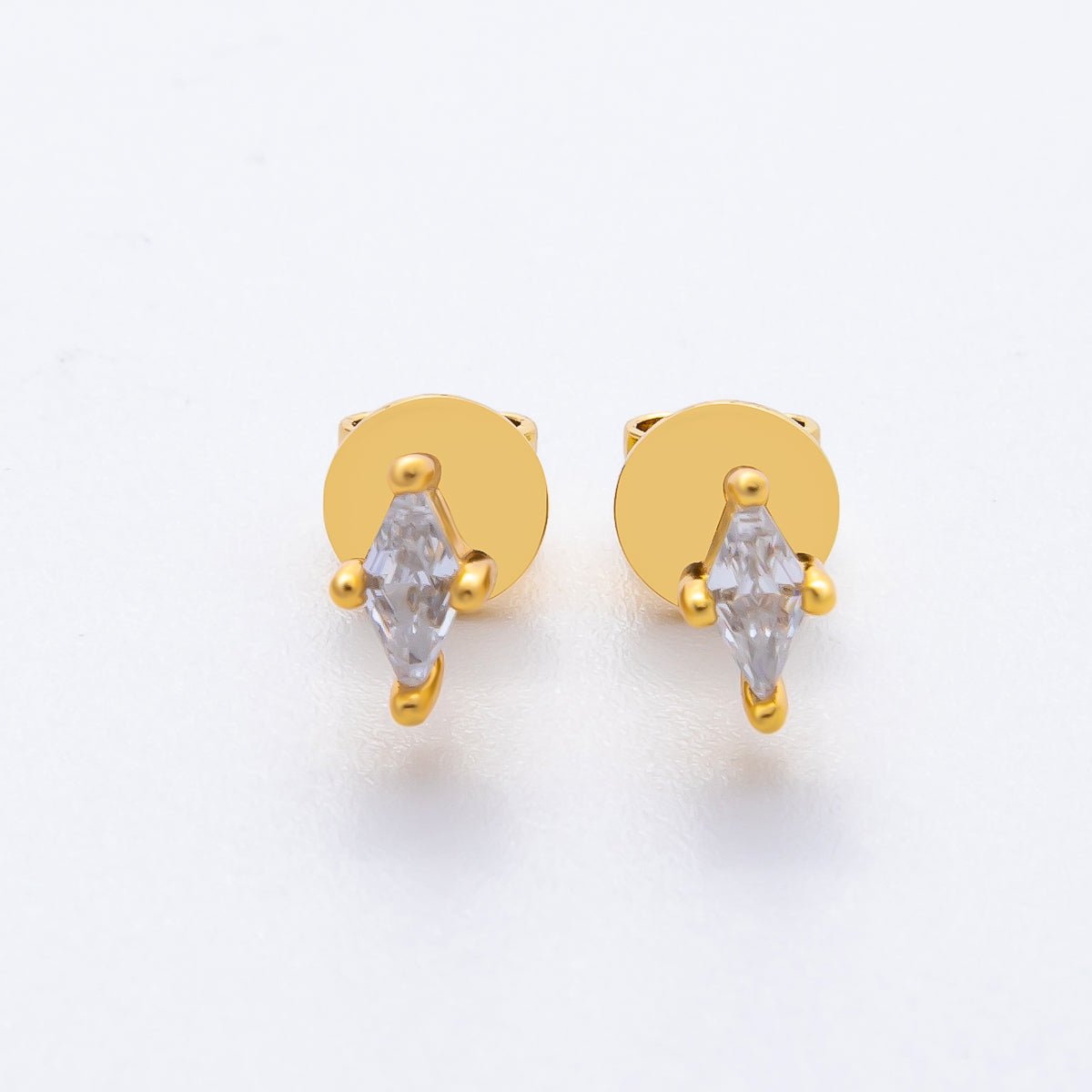 18K Gold Filled 7mm Clear CZ Marquise Dainty Stud Earrings | AD1568 - DLUXCA