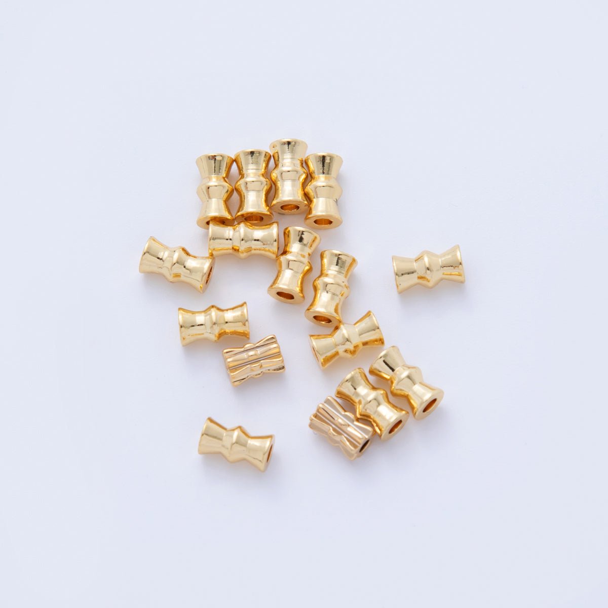 18K Gold Filled 7mm Geometric Edged Tube Bead Set by 10 Pieces | B739 - DLUXCA