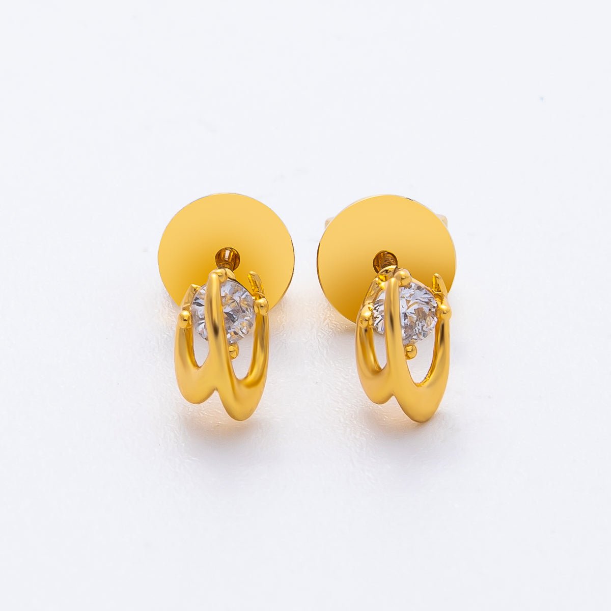18K Gold Filled 7mm Round CZ Claw Prong Setting Studs Earrings | AD1575 - DLUXCA